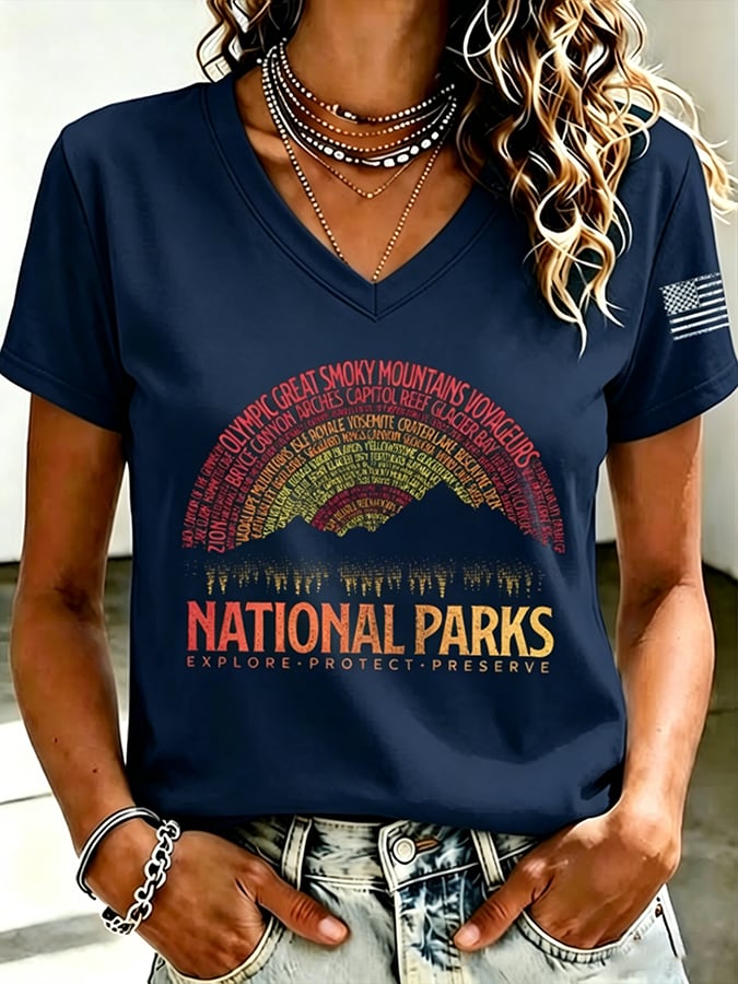 🔥Buy 3 Get 15% Off🔥Women's National Park Printed Short-Sleeve T-Shirt
