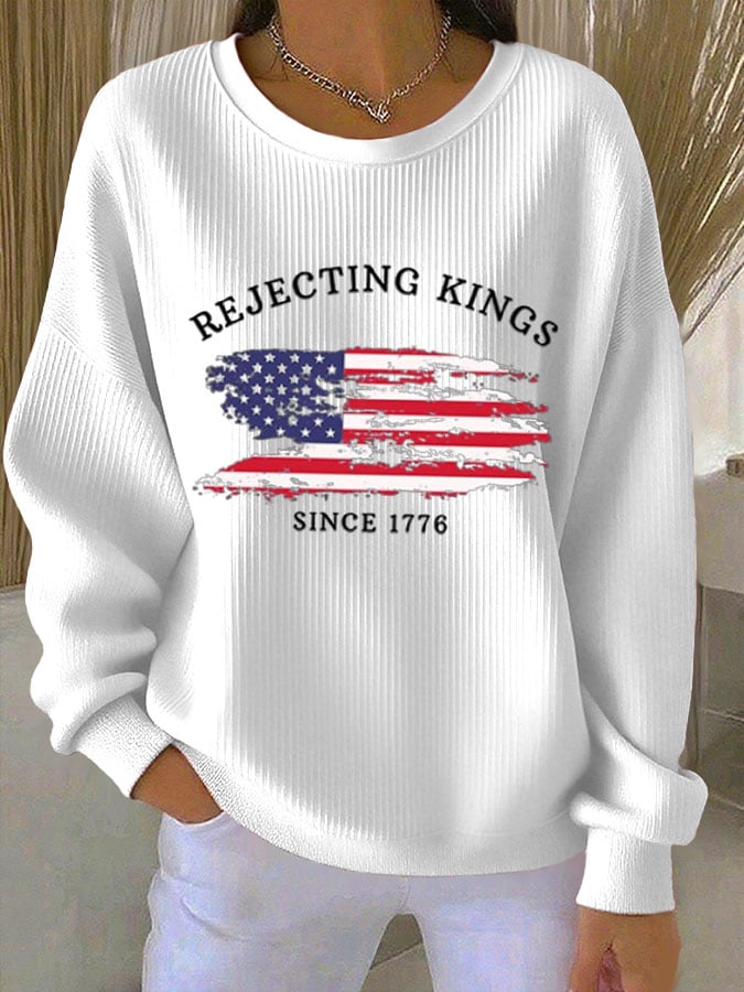 🔥Buy 3 Get 15% Off🔥Women's Rejecting Kings Since 1776 Print Casual Sweatshirt
