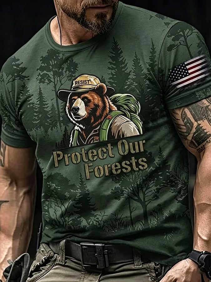 🔥Buy 3 Get 15% Off🔥Men's United States Forest Service Protect Our Forests Print Casual T-Shirt