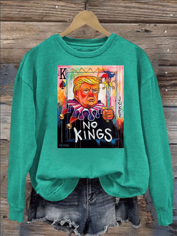 Women's No Kings In America Print Casual Sweatshirt