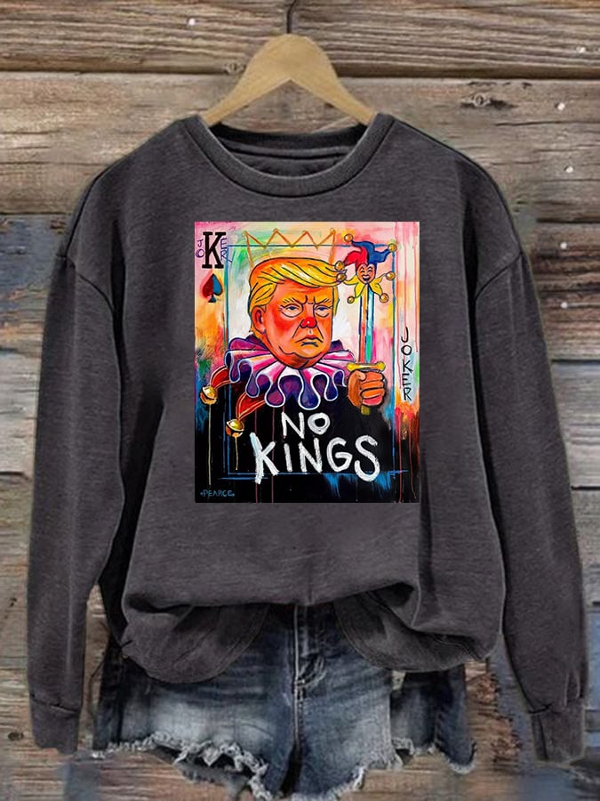 Women's No Kings In America Print Casual Sweatshirt
