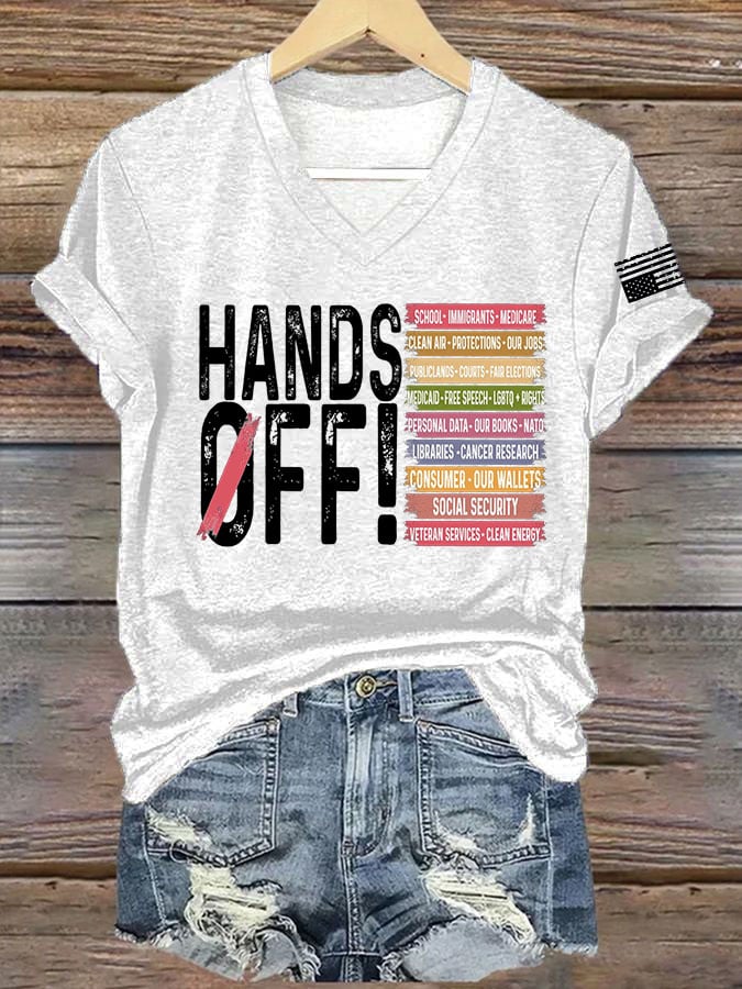 🔥Buy 3 Get 15% Off🔥Women's Retro Hands Off Protest Print T-Shirt