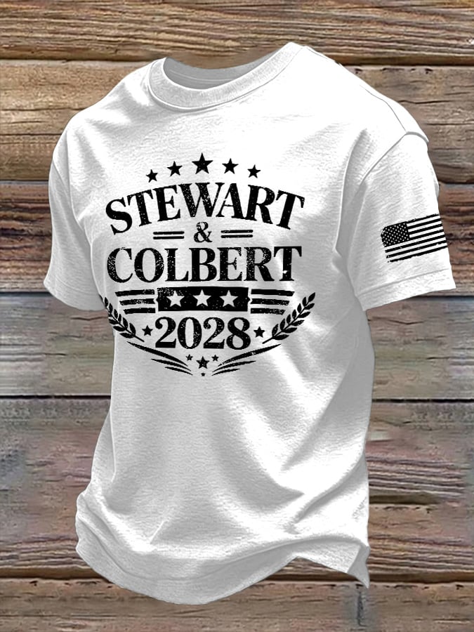 Men's Retro Stewart Colbert 2028 Print T-Shirt