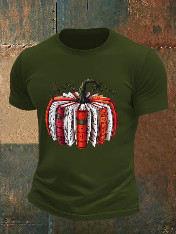 Men's Fall Book Pumpkin DTF transfer - FDT, Fall Aesthetic print T-Shirt