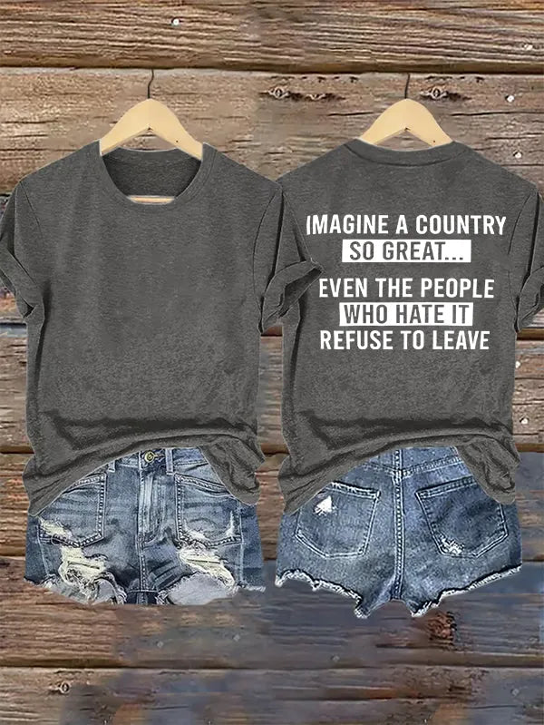 Women's IMAGINE A COUNTRY Print T-Shirt