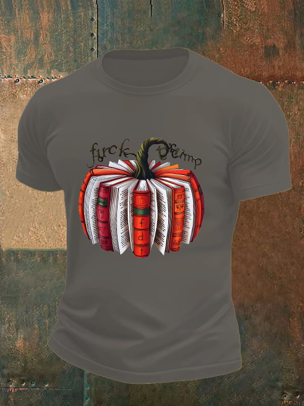 Men's Fall Book Pumpkin DTF transfer - FDT, Fall Aesthetic print T-Shirt
