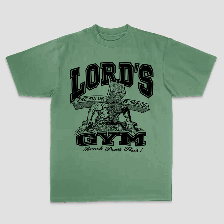 Lord's Gym The Sin Of The World Bench Press This! Printed Men's T-shirt