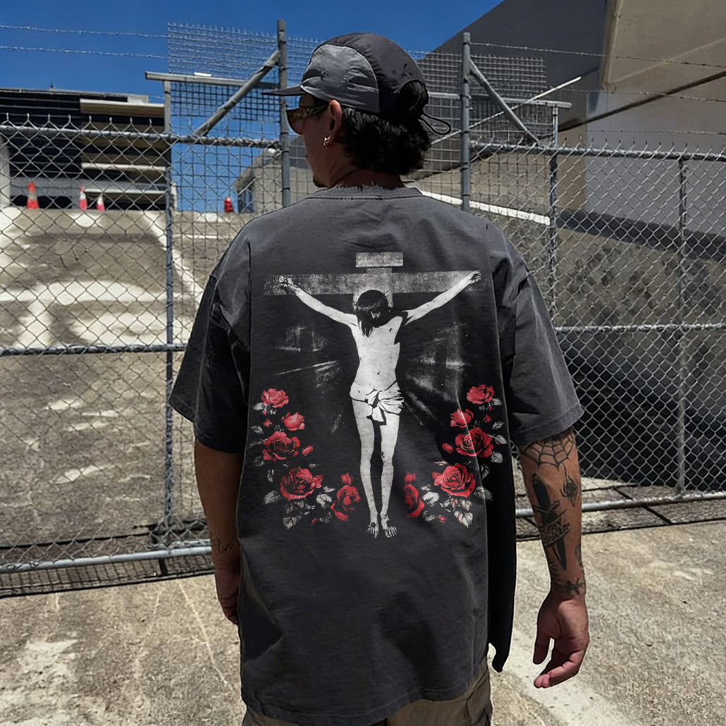 Redeemer Cross Faith Printed Men's Washed Tee