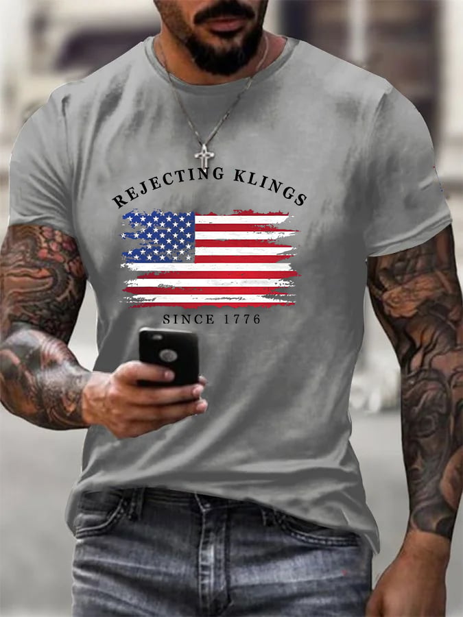 Men's Casual Rejecting Kings Printed T-shirt