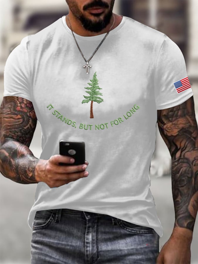 Men's It Stands But Not For Long Print Round Neck T-shirt