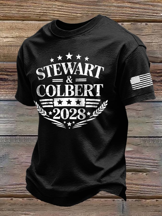 Men's Retro Stewart Colbert 2028 Print T-Shirt
