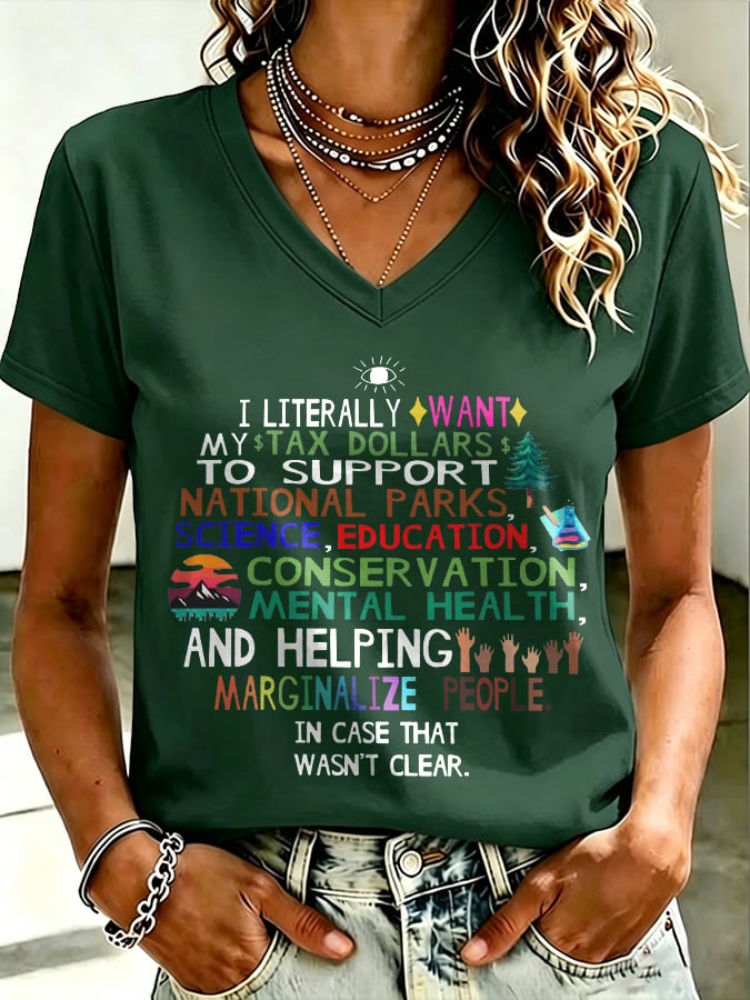 🔥Buy 3 Get 15% Off🔥Women's Support National Parks and Education, I literally Want V-Neck T-Shirt
