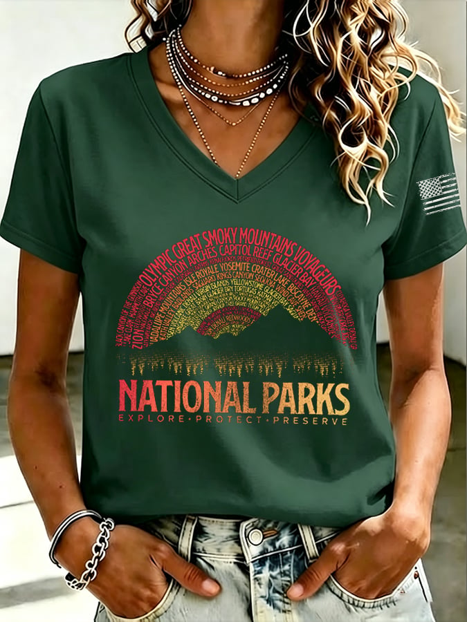 🔥Buy 3 Get 15% Off🔥Women's National Park Printed Short-Sleeve T-Shirt