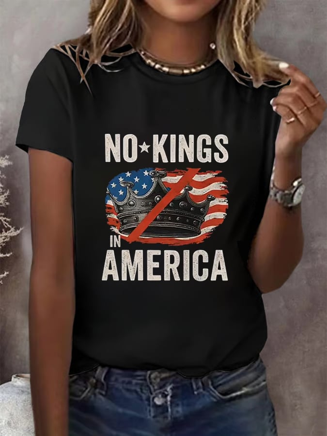 No Kings In America Print T-shirt