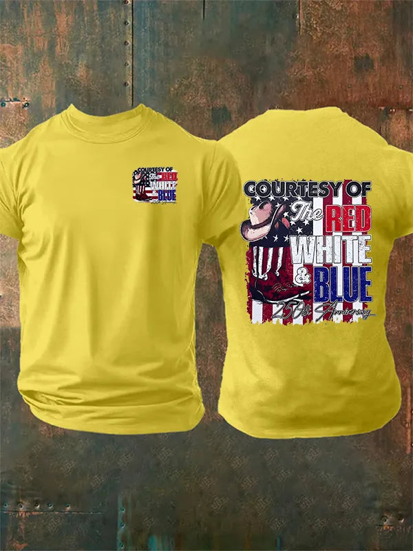 Men's Courtesy Of Red White And Blue, 250th Anniversary Freedom T-Shirt