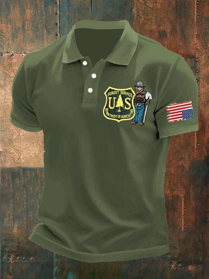 🔥Buy 3 Get 15% Off🔥Men's Retro Save The Forest Service Printed Polo Shirt
