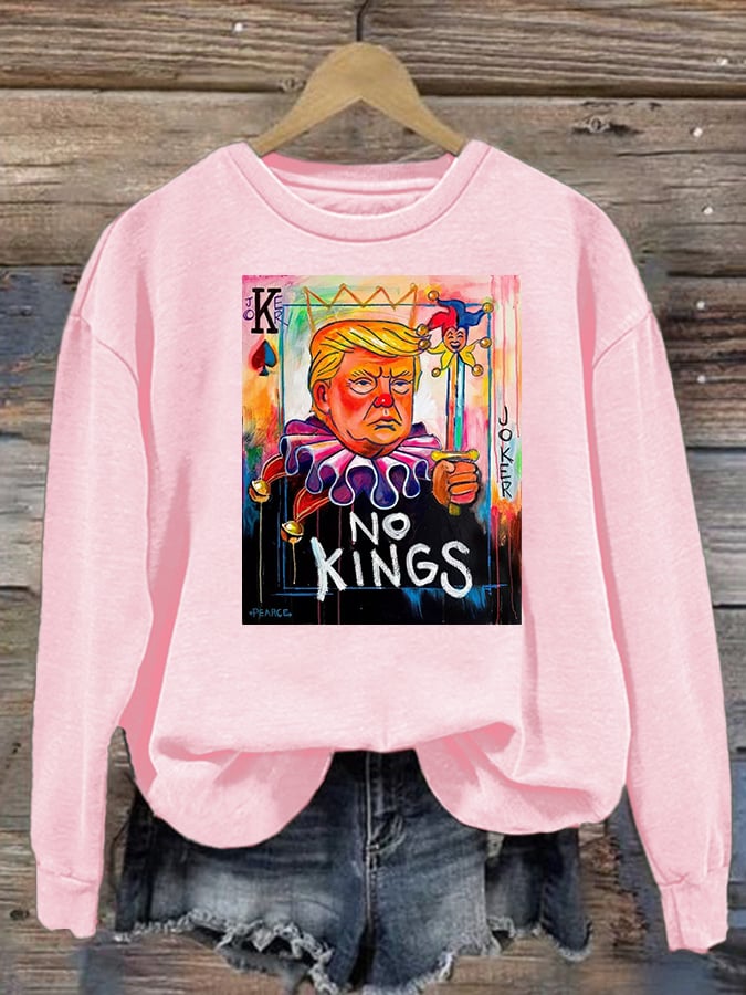 Women's No Kings In America Print Casual Sweatshirt
