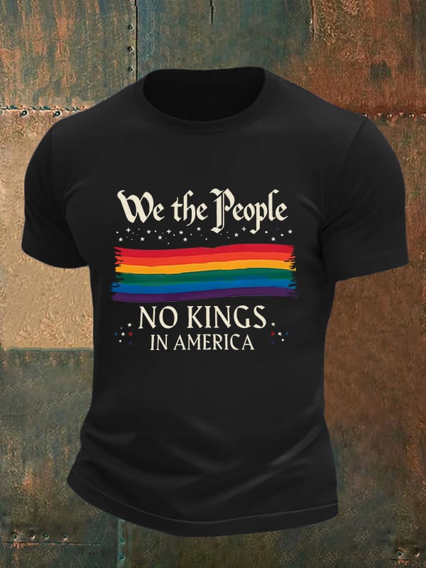 🔥Buy 3 Get 15% Off🔥Men's We the People NO KINGS IN AMERICA print T-Shirt