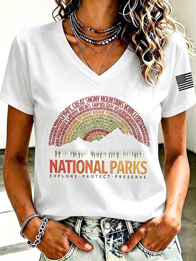 🔥Buy 3 Get 15% Off🔥Women's National Park Printed Short-Sleeve T-Shirt
