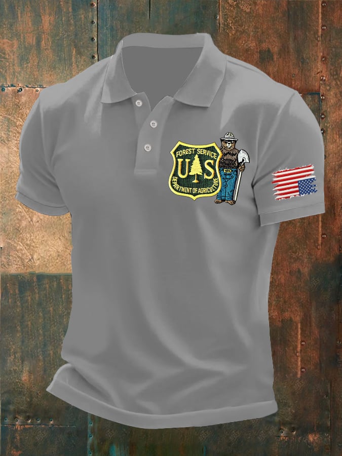 🔥Buy 3 Get 15% Off🔥Men's Retro Save The Forest Service Printed Polo Shirt