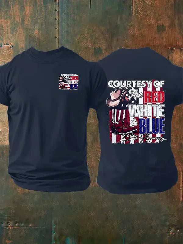 Men's Courtesy Of Red White And Blue, 250th Anniversary Freedom T-Shirt