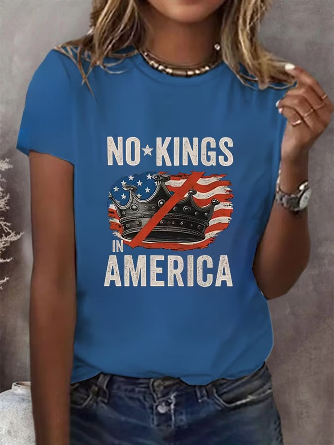 No Kings In America Print T-shirt