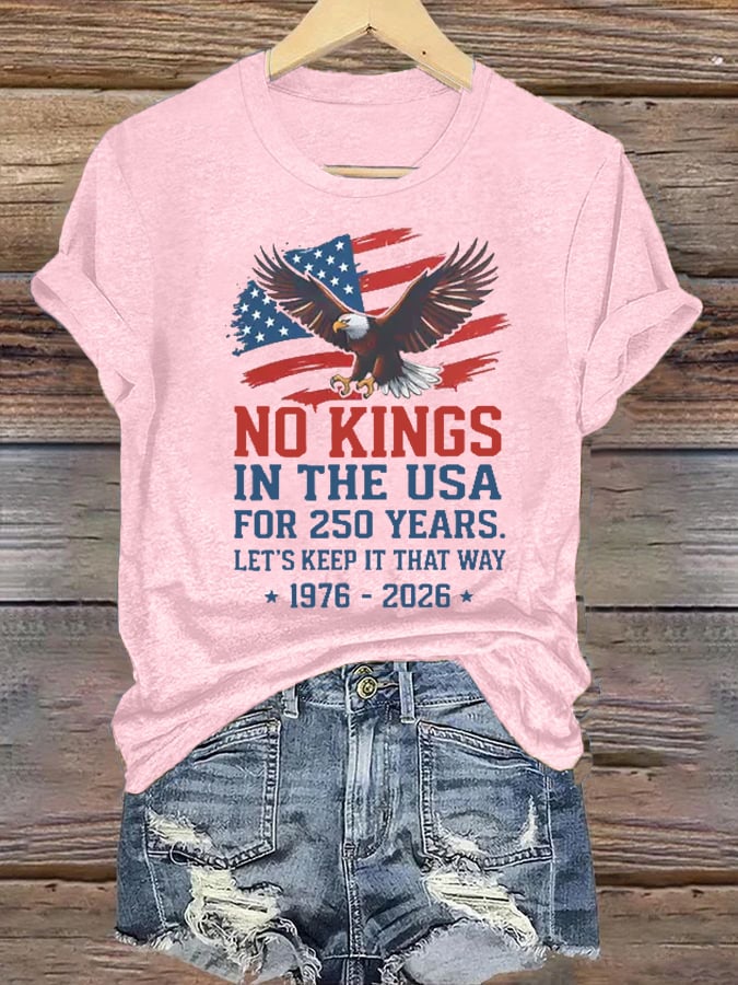 Women's No Kings USA Patriotic Tee ,250 Years of Democracy printed T-shirt