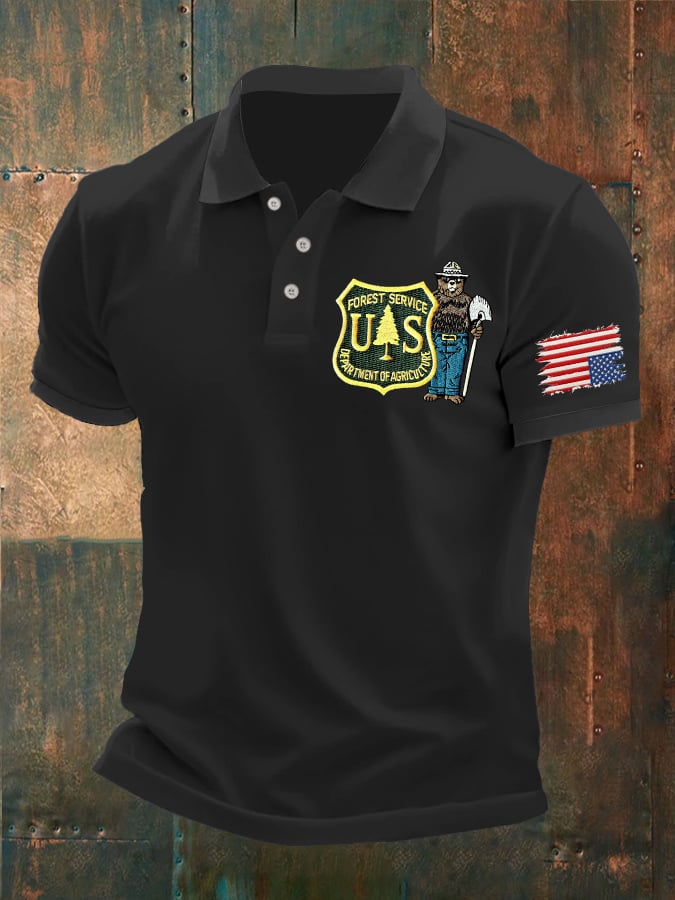 🔥Buy 3 Get 15% Off🔥Men's Retro Save The Forest Service Printed Polo Shirt