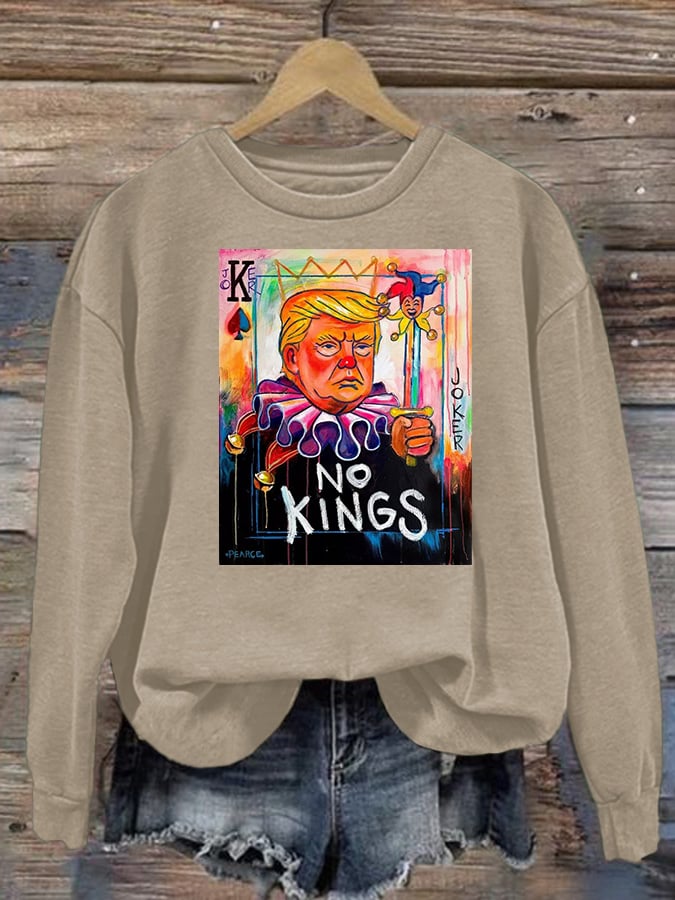 Women's No Kings In America Print Casual Sweatshirt
