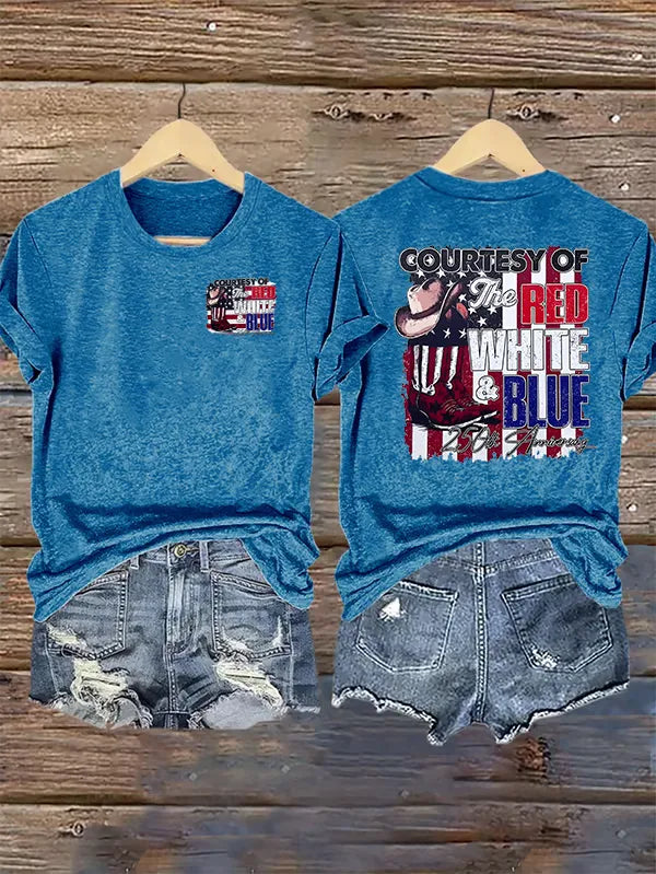 Women's Courtesy Of Red White And Blue, 250th Anniversary Freedom T-Shirt