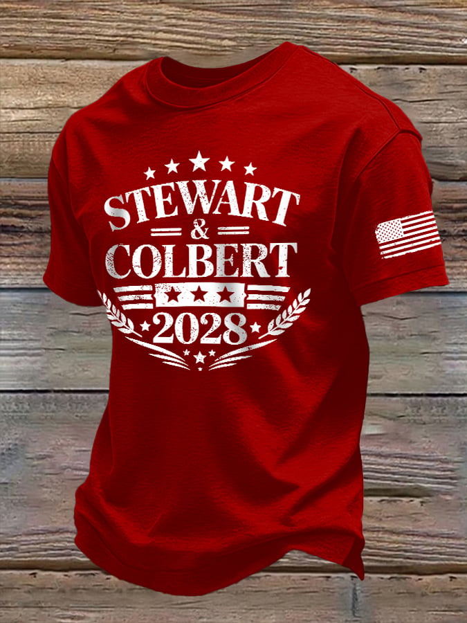 Men's Retro Stewart Colbert 2028 Print T-Shirt