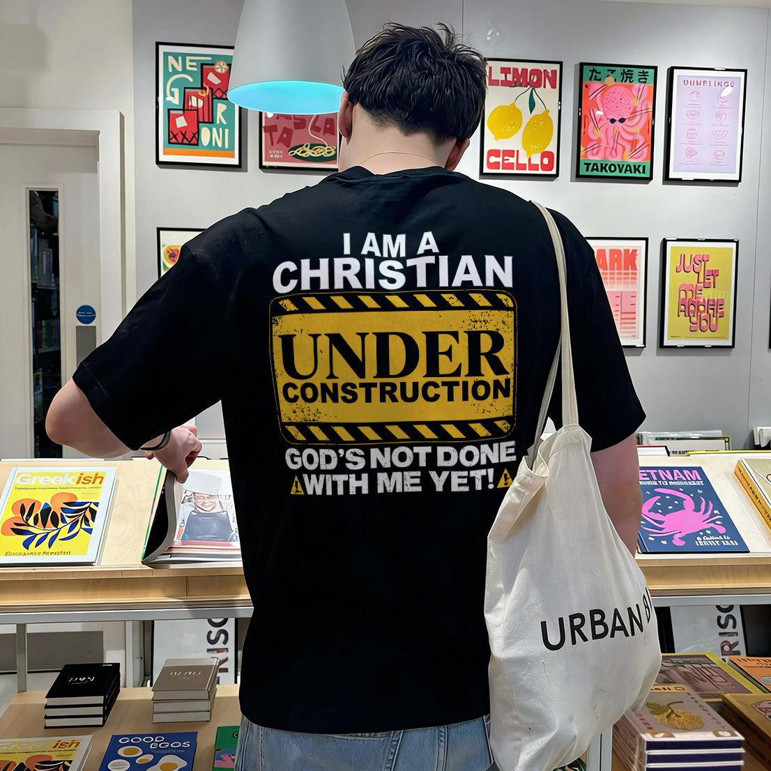 I Am A Christian Under Construction God's Not Done With Me Yet! Printed Men's T-shirt