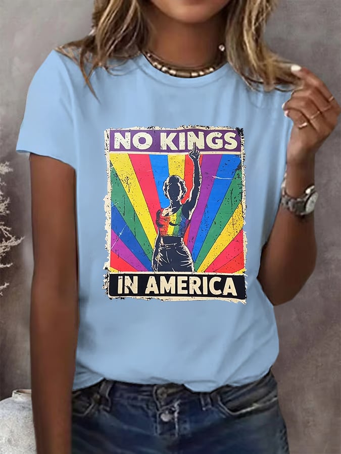 🔥Buy 3 Get 15% Off🔥No Kings In America Print T-shirt