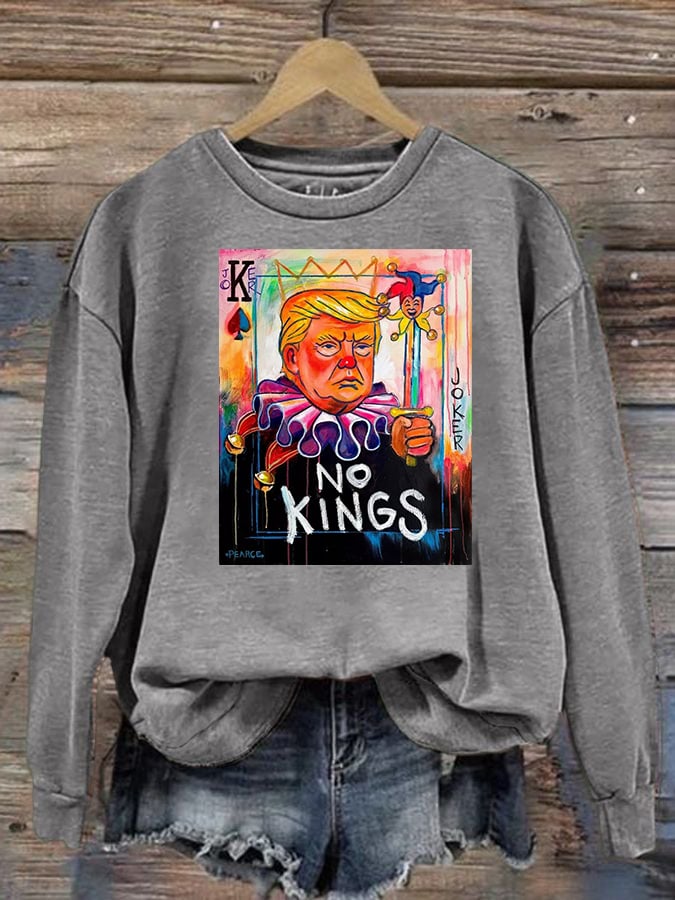 Women's No Kings In America Print Casual Sweatshirt
