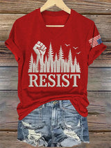 🔥Buy 3 Get 15% Off🔥V-Neck Retro Resist Save The Forest Service Print T-Shirt