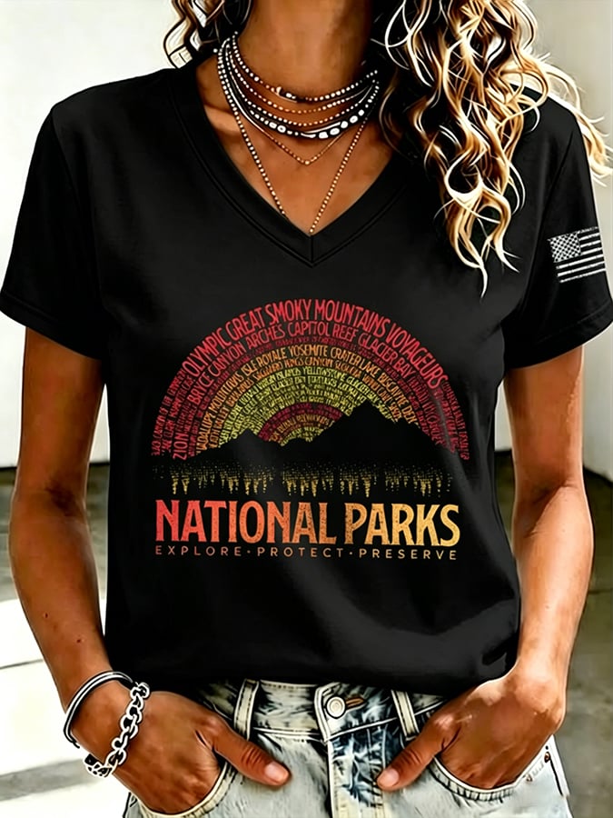 🔥Buy 3 Get 15% Off🔥Women's National Park Printed Short-Sleeve T-Shirt
