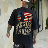 Jesus Is My Savior Trump Is My President Printed Men's T-shirt