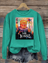 Women's   No Kings In America Print Casual  Sweatshirt