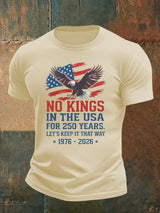 Men's   No Kings USA Patriotic Tee ,250 Years of Democracy printed T-shirt