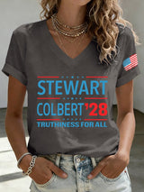 V-Neck Retro Stewart Colbert 2028 Truthiness For All Print T-Shirt