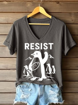 🔥Buy 3 Get 15% Off🔥Women's Penguins Resist Printed V Neck T-shirt