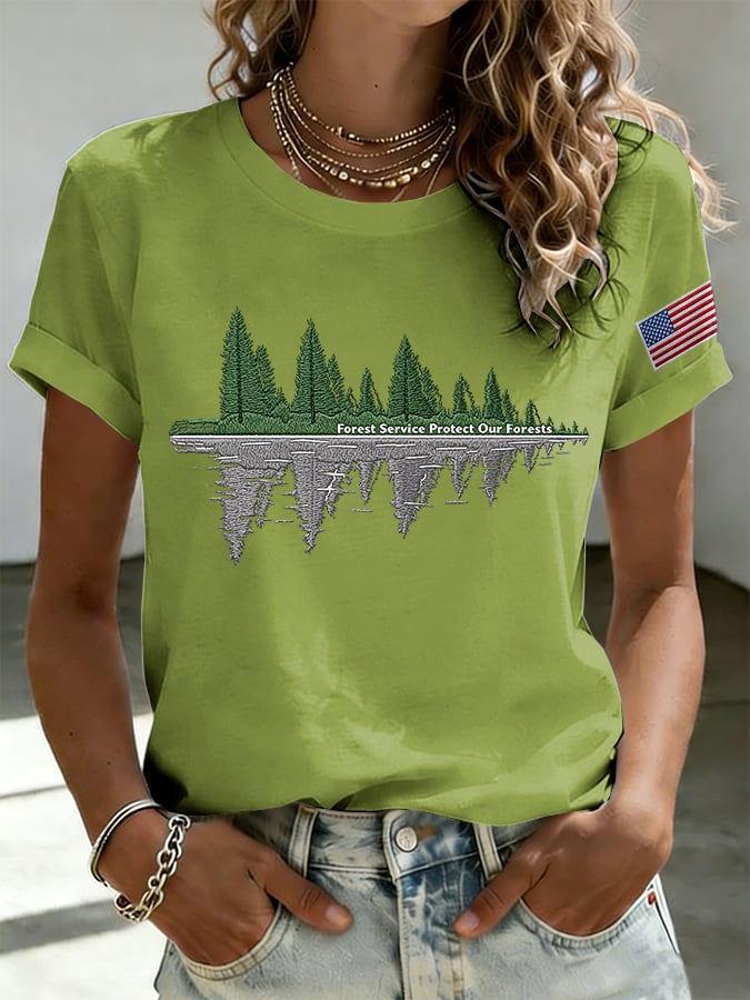 Women's Retro Save The Forest Service Print T-Shirt