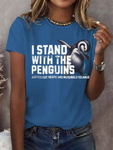 🔥Buy 3 Get 15% Off🔥Women's I Stand With The Penguins Printed Short-Sleeved T-Shirt