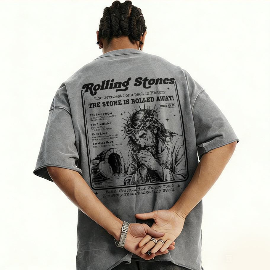 Rolling Stones The Greatest Comeback In History Printed Men's Washed Tee