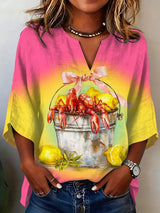 Women's Crawfish Festival Printed Casual Shirt