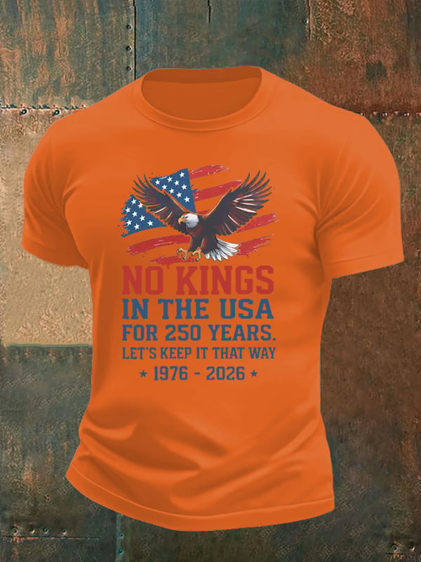 Men's   No Kings USA Patriotic Tee ,250 Years of Democracy printed T-shirt
