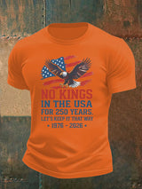 Men's   No Kings USA Patriotic Tee ,250 Years of Democracy printed T-shirt