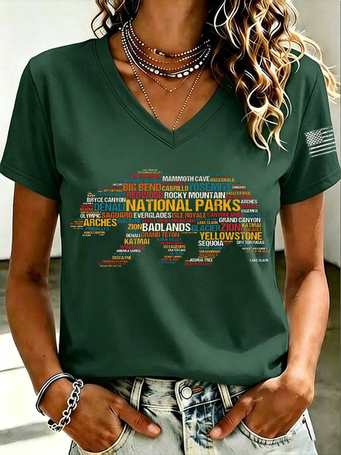 🔥Buy 3 Get 15% Off🔥Women's National Park Printed Short-Sleeve T-Shirt