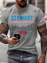 Men's Retro Stewart Colbert 2028 Print T-Shirt