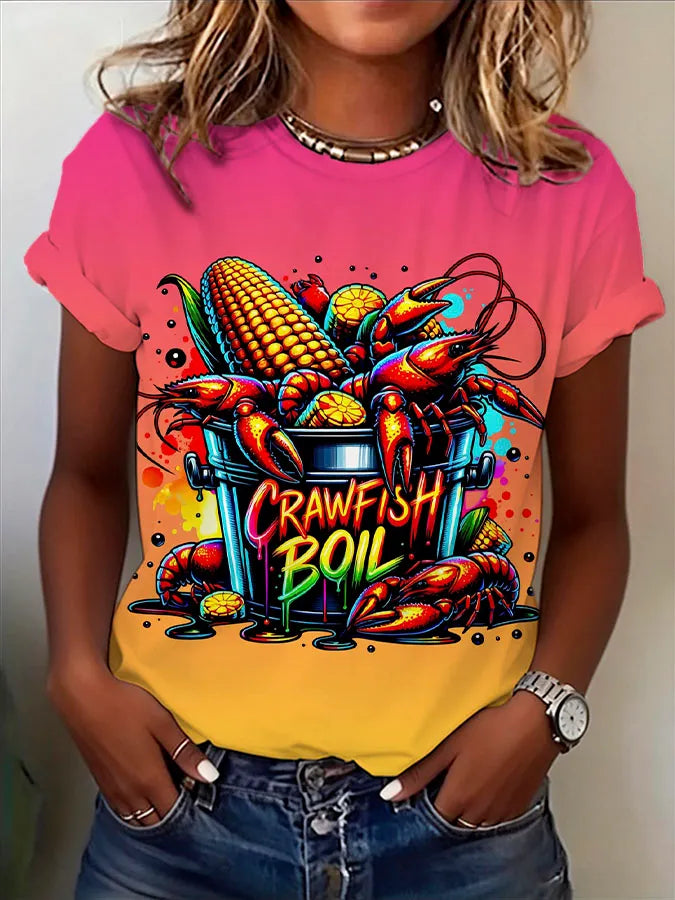 Women's Tie-Dye Crawfish Boil Crew Neck T-Shirt